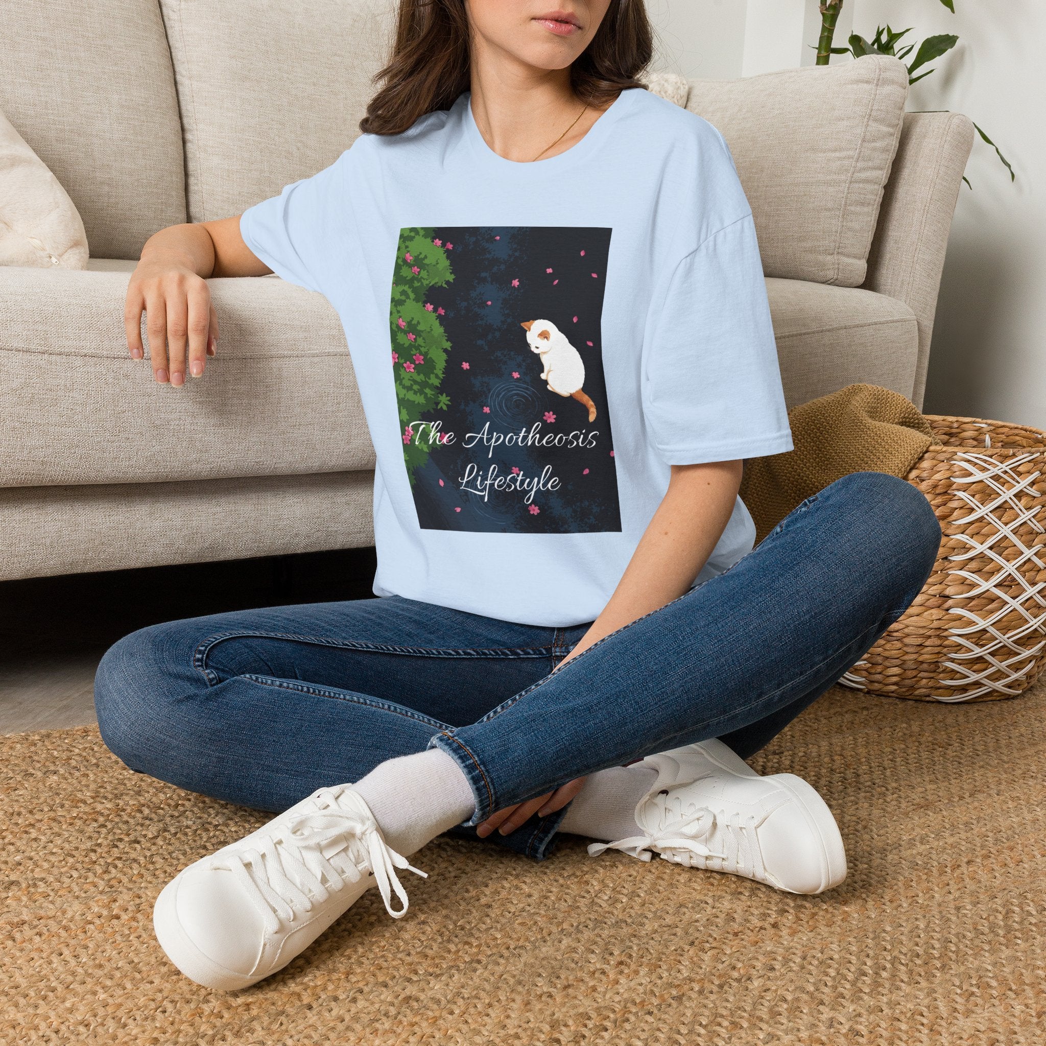 Cat & Garden T-Shirt — "Peace in Simple Moments"