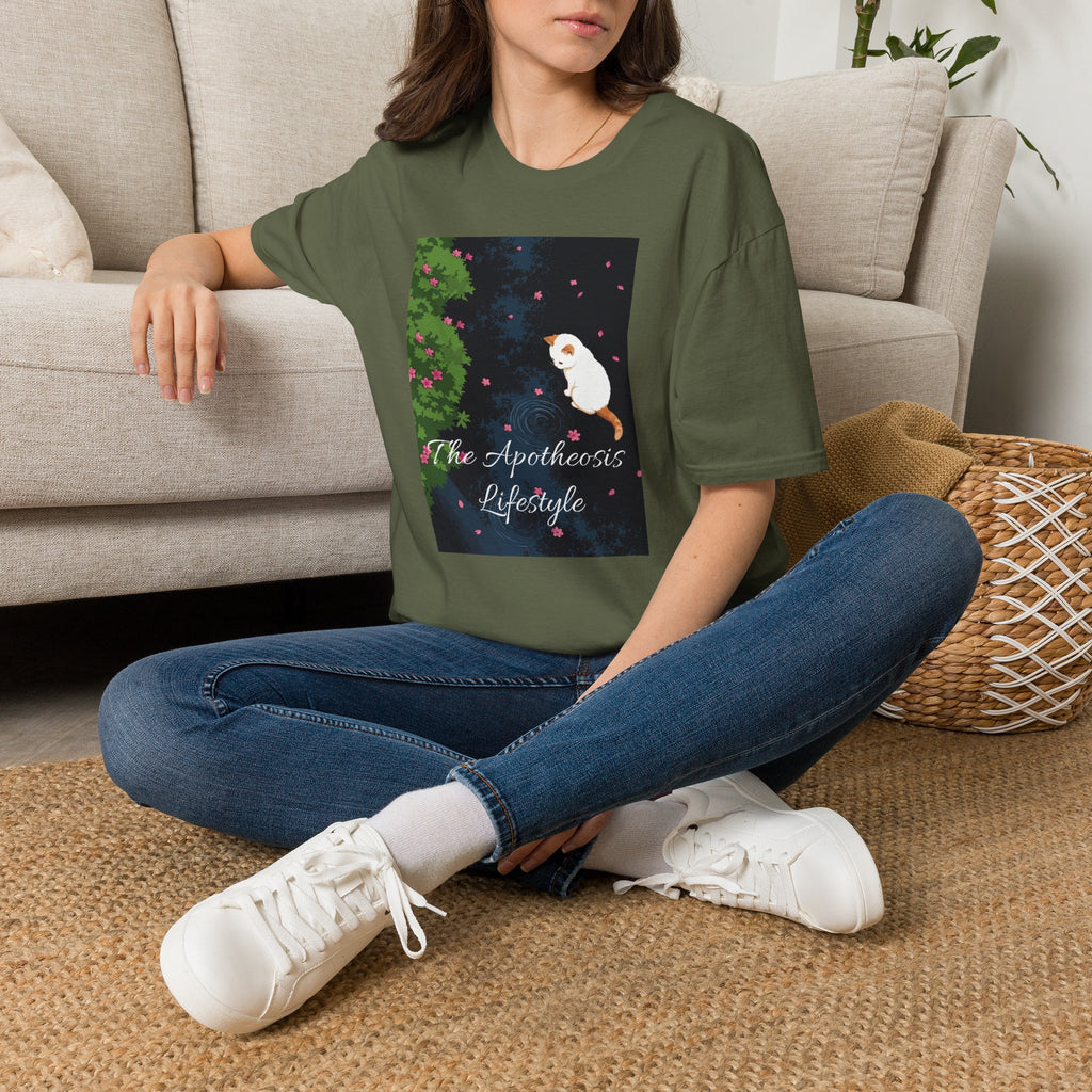 Cat & Garden T-Shirt — "Peace in Simple Moments"